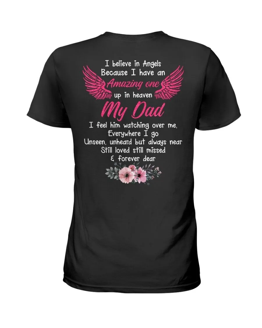 Amazing One Up In Heaven My Dad Memorial Angel Wings T-Shirt