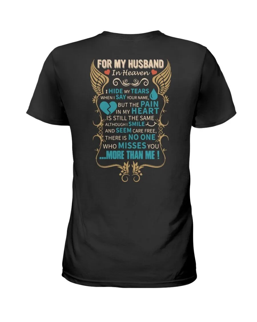 For My Husband In Heaven Memorial Quote Black Graphic T-Shirt